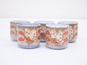 大正期　伊万里焼　錦手花鳥文猪口5客